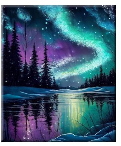KiKiHong DIY Diamond Painting Aurora Borealis 40 * 30 Anfänger | Für Anfänger, Heimdekoration, Geschenke (40 x 30 cm)