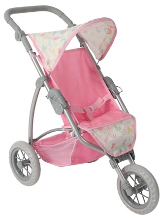 Bayer Chic 2000 - Passeggino per bambole Leon, passeggino da jogging, per bambini dai 4 agli 8 anni, farfalle, rosa