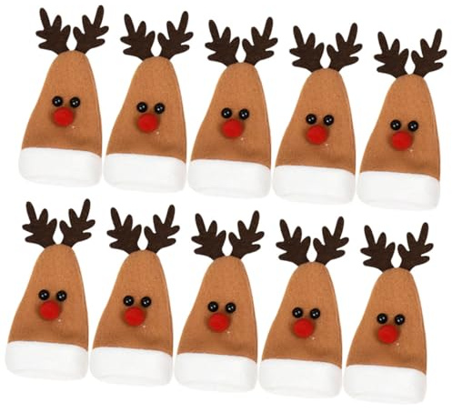 GALPADA Lot de 10 Housses de Couverts en Tissu Forme Renne de Noël, Couleur Marron, Taille 14 X 6 Cm, Décorations Festives pour Table de Noël, Accessoires pour Vaisselle et Dîner de Fête