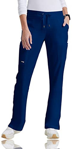 BARCO Grey's Anatomy Mia Damen-Hose, pflegeleicht, medizinische Schlupfhose mit 6 Taschen und elastischem Kordelzug, Indigo/Mandala-Traum, X-Small Hoch