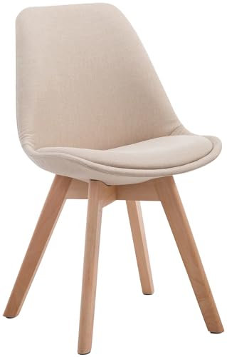 CLP Esszimmerstuhl Borneo mit Stoffbezug I Polsterstuhl, Farbe:Creme, Gestell Farbe:Natur