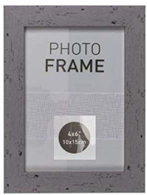 EuroDiscount Bilderrahmen Fotorahmen Kunststoff Rahmen in Holz vintage Optik für Bildformat 10 x 15 cm 1 Stück, Farbe:Grau