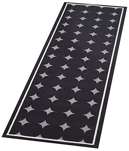 Zala Living Cook & Clean Läufer – rutschfest Teppichläufer Flachgewebe Kurzflor Teppich Küchenteppich Waschbar Küchenläufer Dotty für Flur, Küche, Wohnzimmer – Schwarz, 45x140cm