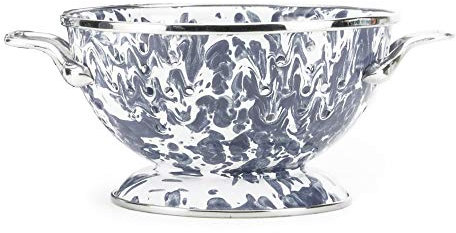 Golden Rabbit Enamelware - 1qt Petite Colander (Grey Swirl)