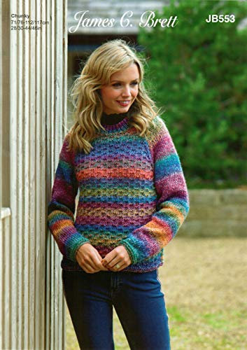 James C Brett JB553 Knitting Pattern Womens Sweater Jumper in Marble Chunky