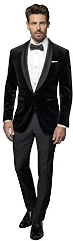 YZHEN Herren Samt Zweiteiler Anzug Schal Revers One Button Jacket Pants