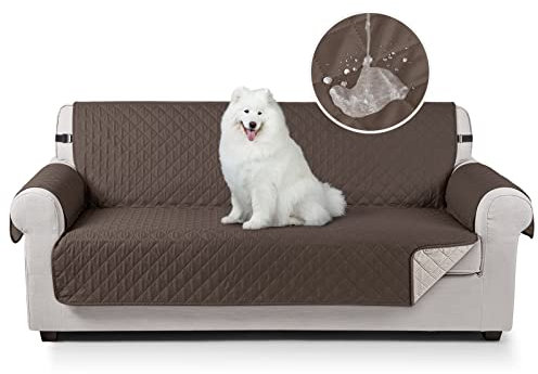 TAOCOCO Sofabezüge Schonbezug für Hunde wasserdichte Sofa Überwürfe mit Gummiband Anti-Rutsch-Schaum für Verschütten, Abnutzung und Riss Schützen (Braun, 3 Sitzer)