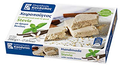 Kandylas Handgefertigter Premium Griechische Halva – Stevia Süßstoff – 200 g – Vanille