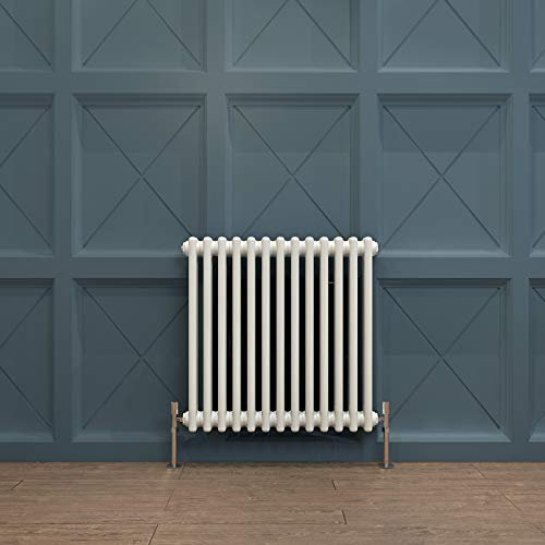 Acezanble∣Traditional 2 Column Radiator Horizontal Rads Cast Iron Style White-600x605mm Centre Heating