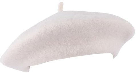 ZAKIRA Einfarbige Baskenmütze aus Wolle für Damen und Herren (Weiß)