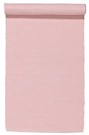 LINUM Uni Dekoratives Tischläufer für Esstisch 45x150 cm, 100% Gerippte Baumwolle, Maschinenwaschbar, Altrosa