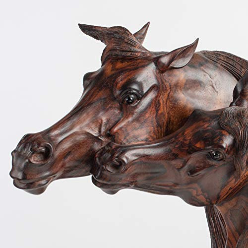 Rikmani - Deko Pferd Skulptur Statue aus Holz Massivholz Vollholz Holzdekoration Tierskulptur braun (Analiq)