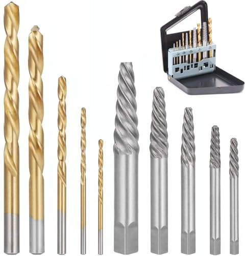 Litensh Set di 10 estrattori per viti con punta in cobalto a mano sinistra, kit di estrattori per viti danneggiate con custodia in metallo