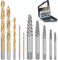 Litens h 10 extractores de tornillos con brocas de cobalto de mano izquierda, juego de combinación de extractor de tornillos dañados con caja de metal