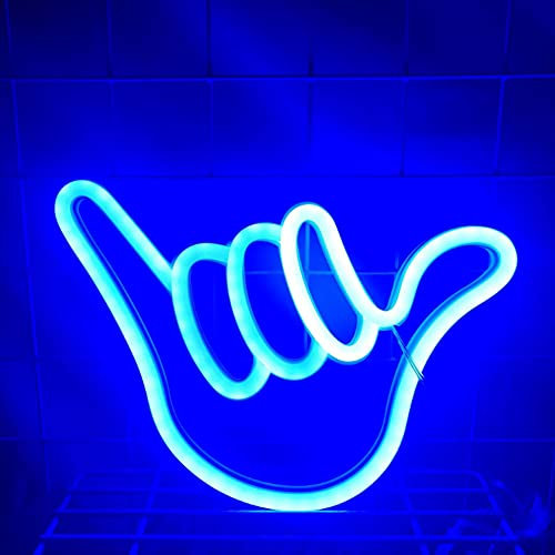 Finger Neon Sign Neon Light Leuchtreklame Neon Licht Wand Led Deko Neon Schild für Schlafzimmer, Kinderzimmer, Wohnzimmer, Bar, Party, Weihnachten Wanddekoration (Blaues Licht)