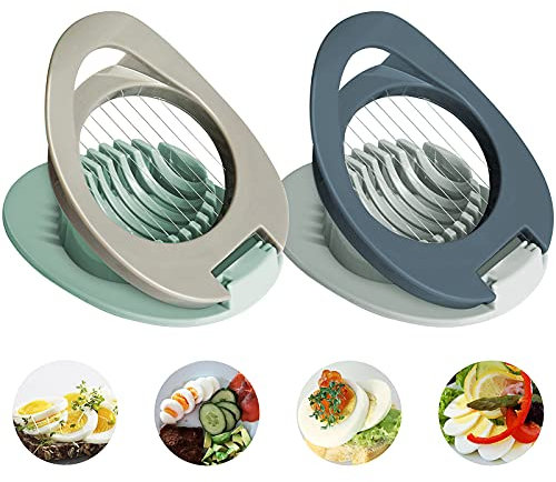 ITME 2 Pack Egg Slicer with Stainless Steel Wire Egg Slicer, Multifunctional Egg Cutter for Evenly Slicing Boiled Eggs Ham Banana and Strawberry