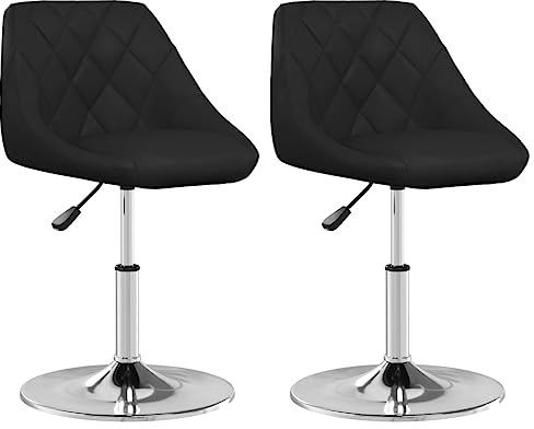 vidaXL 2X Esszimmerstuhl Höhenverstellbar Drehbar Küchenstuhl Stuhl Wohnzimmerstuhl Polsterstuhl Stühle Essstuhl Drehstuhl Schwarz Kunstleder
