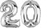 DekoRex Folienballon Silber 82cm Geburtstag Jubiläum Hochzeit Deko (Zahl 20)