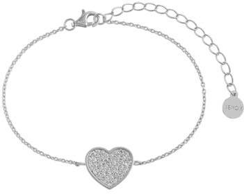 Xenox Damen 925 Sterling Silber Armband mit Herz-Anhänger mit Zirkonia in silberfarben - Love Story - XS3605