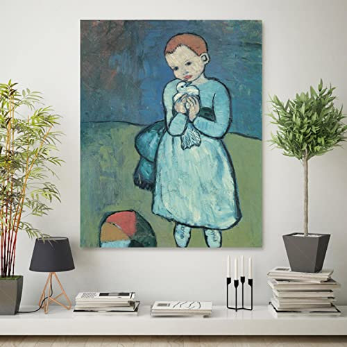 SDVIB Kind mit einer Taube Pablo Picasso Leinwand Gemälde Drucke Wohnzimmer Wohnkultur moderne Wandkunst Ölgemälde Poster Bild 40 x 55 cm rahmenlos