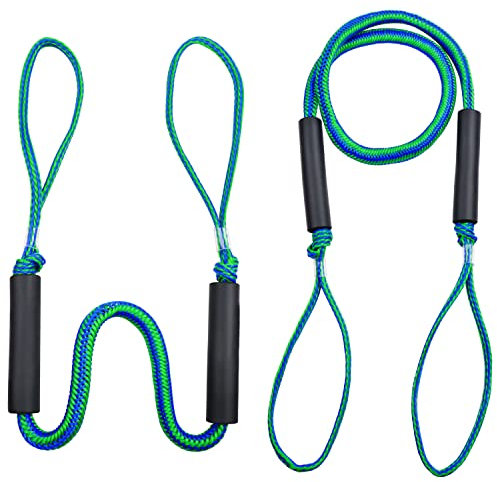 Bungee Dock Line Mooring Rope for Boat, 2Pack Stretchable Boat Dock Lines with Foam Float Bungee Cords Anchor Lines, Boat Dock Accessories Perfect for Jet Ski, PWC, Kayak(5FT)