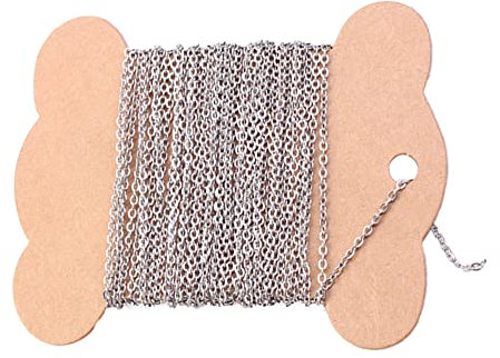 Flat Cable Link Chain Necklace Stainless Steel Twisted Chains Silver Plated Curb Chains Roll for Jewelry Making DIY Necklace Anklets Bracelet and Crafts