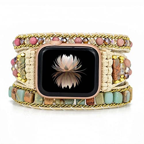 Correa de reloj compatible con Apple Watch Boho Beads Bracelet Band Charm Correa de reloj trenzada para mujeres y hombres 38-41 mm 42-45 mm