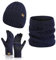 Meajore Winter Mütze schal Handschuhe Herren Set 3 in 1 Gestrickte Warme Beanie Touchscreen Handschuh Damen