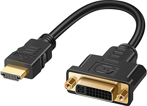 SAISN HDMI to DVI Video Adapter Cable, Bi-Directional DVI to HDMI Short Cord 1080P HDMI Male to DVI-I (24+5) Female HD Converter Wire for HDTV, PC, Xbox, Blue-ray DVD, A/V Receivers