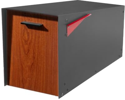 Ilyapa Large Modern Mailbox for Outside - Gray, Ash - Angled Post Mount