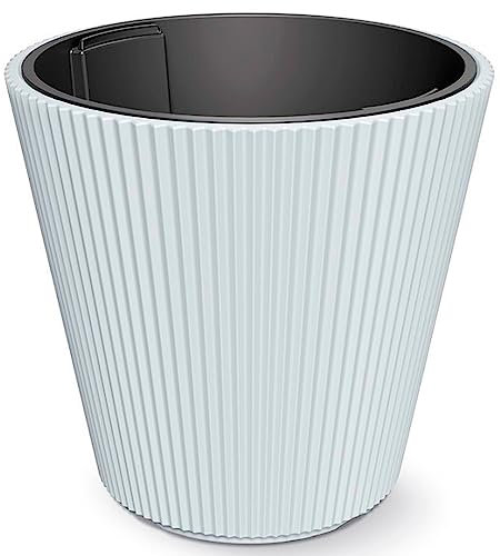 Weißes Pflanzgefäß mit Behälter, Kollektion MILLY, 46,7 x 46,7 x 44,2 cm, Fassungsvermögen 50 L.