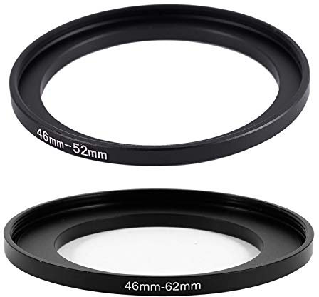 VENEKA 2 x Kamera-Teile Objektivfilter Step Up Ring Adapter schwarz – 46 mm – 62 mm & 46 mm – 52 mm