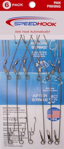 SPEEDHOOK 6 Stück federbelastete Angelhaken, hergestellt aus Edelstahl, stressentlastete Drahtform, setzt automatisch Haken ein