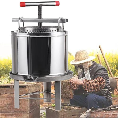 HLGKBY Extracteur de Miel Manuel, Outil de centrifugeuse de Miel Commercial, séparateur de Miel en nid d'abeille, équipement d'extraction Professionnel pour l'apiculture en Acier Inoxydable