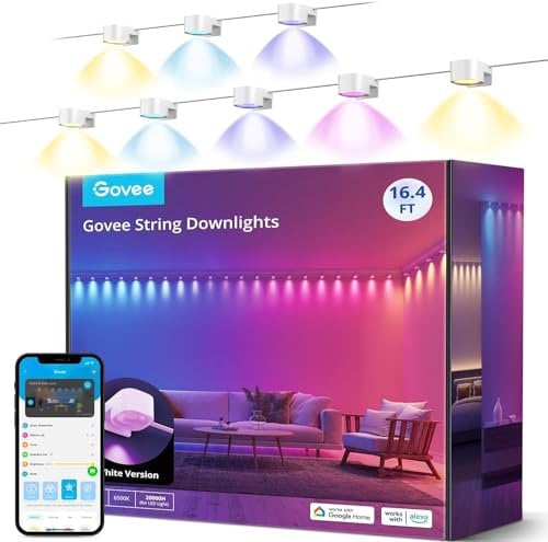Govee Smart RGBIC Wandleuchte Innen, Led Wandleuchte Kompatibel mit Alexa, WiFi Wandlampe für Party, Musik Sync, Dimmbar Innenbeleuchtung für Wohnzimmer, Weiß, 5M
