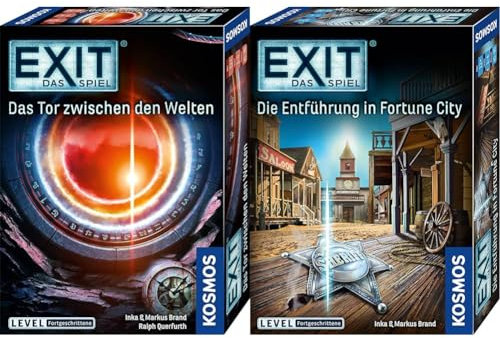 Kosmos 695231 EXIT Das Tor zwischen den Welten, Level: Fortgeschrittene,EIN einmaliges Gesellschaftsspiel + 680497 EXIT - Das Spiel - Die Entführung In Fortune City, Level: Fortgeschrittene
