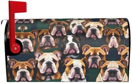 PULaif Süße englische Bulldogge Briefkastenabdeckungen, magnetische Briefkasten-Abdeckung, Standardgröße, 53,3 x 45,7 cm, für Garten, Hof, Dekoration