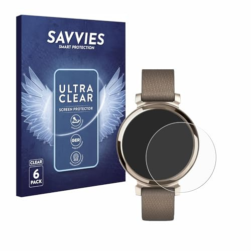 Savvies Schutzfolie für Garmin Lily 2 | 6 Stück Transparenter Displayschutz Made in Germany Ultra-Klar Displayschutz-Folie