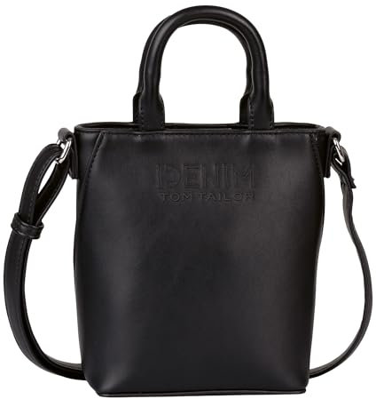 TOM TAILOR Denim Heidy Damen Shopper Umhängetasche Reißverschluss Klein Schwarz