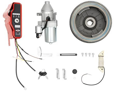 Schwungrad Elektrostart Kit, Anlasser Schwungrad Switch, Schwungrad Starter Motor Schlüsselschalter Motoren ZüNdschalter Schlüsselschalter mit Zahnkranz kompatibel Für Honda GX390 13 PS GX340 11 PS