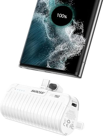SKROSS - Reload Power Stand - Tragbares 5000-Mh-Ladegerät - USB-C-Schnelllade-Stromversorgung zum Aufladen von Smartphones und Tablets. 30 cm langes USB-C-Kabel im Lieferumfang enthalten