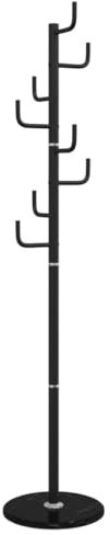 vidaXL Garderobenständer, Kleiderständer mit 8 Haken, Standgarderobe Garderobe für Wohnzimmer Schlafzimmer Flur, 183 cm Schwarz Pulverbeschichtetes Eisen