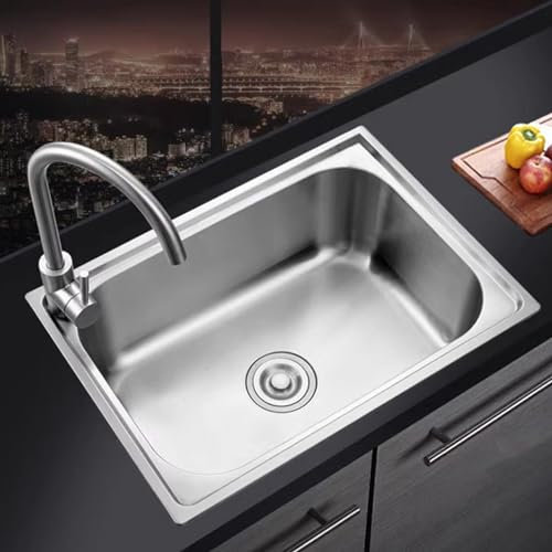 Freistehende klein Edelstahl Spültisch Gastro 1 Becken Gewerbliche Spülbecken mit Wasserhahn Ablassvorrichtung Einbau-Ausgussbecken, für Küche Restaurant Waschküche