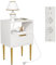 Lvhecforhm Table de Chevet avec Multiprise, Petit Table de Chevet, 2 Prises CA, 2 Ports USB, Table de Nuit en Bois, Table d'appoint avec 1 Tiroirs Blanc, Table de Nuit avec Pieds Dorés pour Chambre
