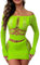 Buitifo Frauen Dessous Set Sexy Mesh Two Piece Sets Langarm Tops und Bodycon Röcke（grün,Einheitsgröße