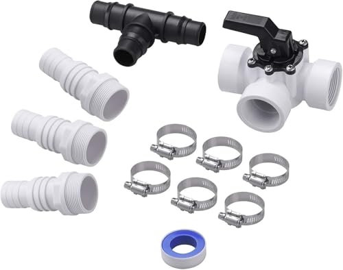DPOOL Juego Completo Valvula selectora Bypass Piscina 3 Vías para mangueras con diametro de 32 y 38mm Depuradoras Calentador Panel Solar