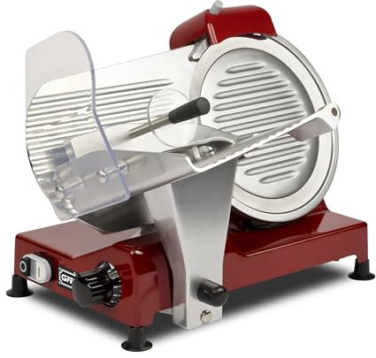 G3 Ferrari G20157 Affettatrice Professionale Emilia 250, 240 W, Lama Inox 25 cm, Affilatoio integrato, Interruttore a 2 pulsanti, Spessore taglio 0-12 mm, Piedini antiscivolo, Rosso