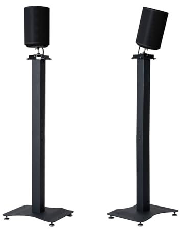 shinar Metall 2er Pack Lautsprecherständer Kompatibel mit SONOS Era 100 mit einstellbaren Drehungen bis zu 360° / Neigungen -70° / +70° Bodenständer für Sonos Era 100 (Schwarz)