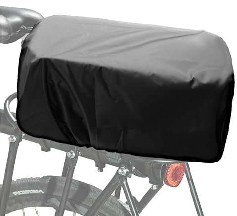 Smomend 35 L Regenhülle für Regenüberzug Rahrradkorb, Regenhülle für Fahrradtasche und Gepäckträger, wasserdichte Schwarz Regenüberzug Fahrradkorb, Elastisches Design, Nahtlose Konstruktion