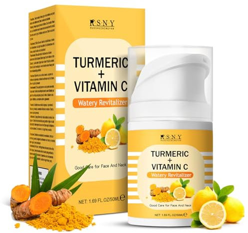 Kurkuma-Gesichtscreme mit Vitamin C, natürliche Kurkuma-Hautaufhellende Feuchtigkeitscreme für Gesicht und Hals, tägliche Hydratisierung, straffende Gesichtspflege, normale, trockene, fettige und